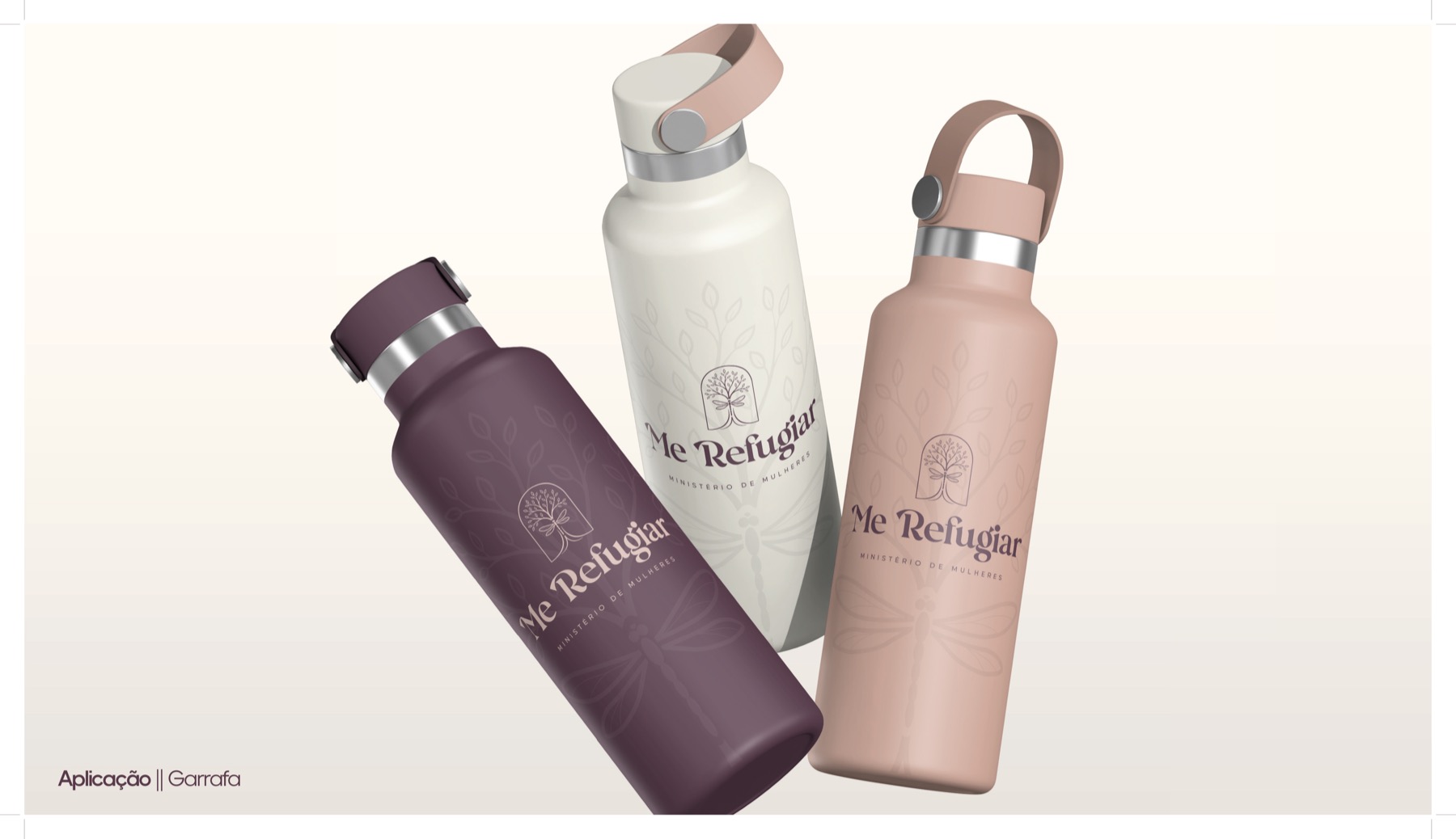 Garrafas personalizadas Me Refugiar em vinho, areia e blush